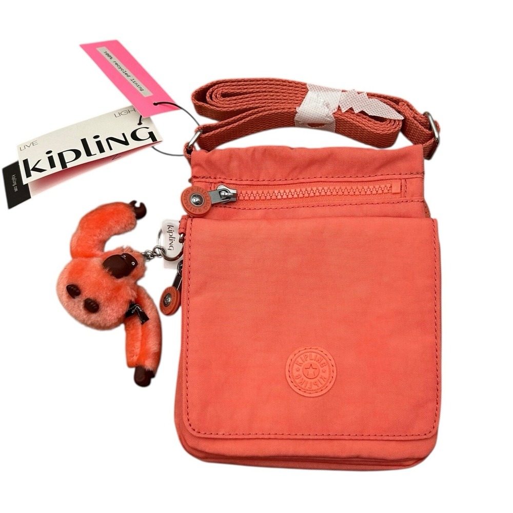 Kipling Eldorado Women's Small‎ Nylon Crossbody Bag Cool Coral Water Resistant